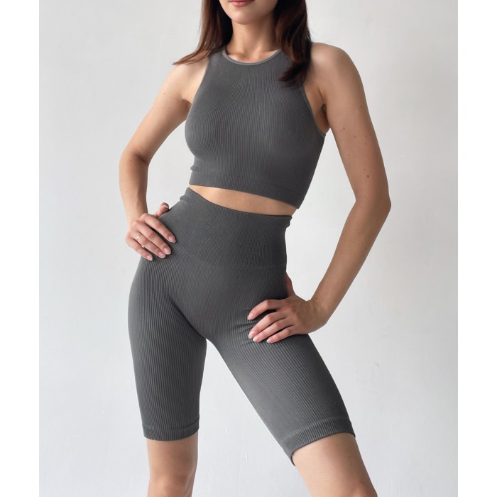 Жіночий безшовний комплект у рубчик Halter Rib + Tracks Rib Shape (POPPY SEED) Жіночий безшовний комплект у рубчик Halter Rib + Tracks Rib Shape (POPPY SEED)